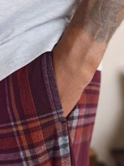 Next Carreaux gris/rouge bordeaux - Pyjama confortable à manches courtes Motionflex Clearance