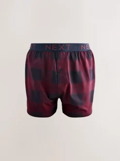 Next Carreaux marine/bordeaux - Lot de 5 boxers amples Best