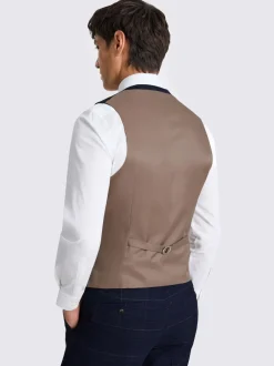 MOSS Carreaux noirs bleu marine - Ajusté - Gilet de costume Discount