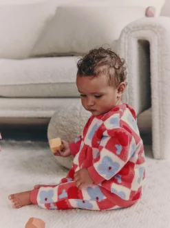 Next Carreaux rouge/violet - Ensemble de Hauts et Leggings en polaire Bébé 2 pièces (0mois-2ans) Best