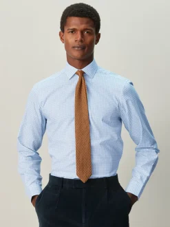 Next Carreaux Vichy bleu clair - Chemise habillée à manches longues riche en coton Outlet