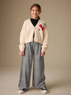 Next Carreaux vichy noir/blanc - Pantalons Jambe large Texture (3-16ans) Outlet