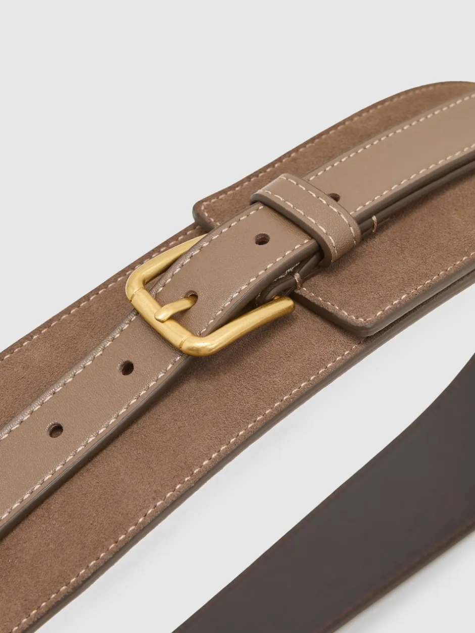 Reiss Ceinture corset en cuir et daim Beatrix