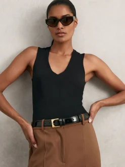 Reiss Ceinture en cuir à boucle carrée Belinda Sale