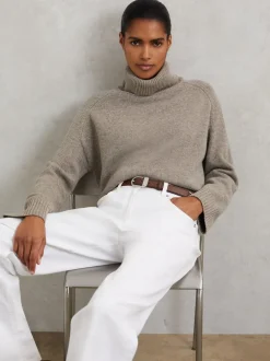 Reiss Ceinture en cuir à boucle incurvée Hazel Clearance