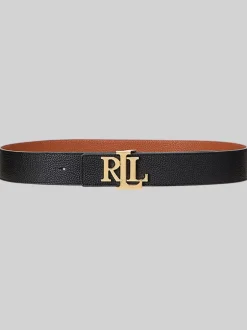 Lauren Ralph Lauren Ceinture réversible en cuir galet à large logo Sale
