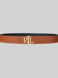 Lauren Ralph Lauren Ceinture réversible en cuir galet à large logo Sale