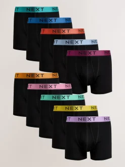 Next - Coupe standard - Caleçon A-Front 10 Pack Ceintures brillantes Noir brillantes Best