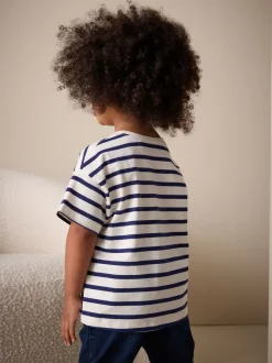 Next Cerise Écru/Bleu marine Rayure - T-shirt brodé à manches courtes (3mois à7ans) Best