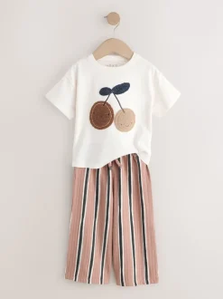 Next Cerise écru/brun - Ensemble haut à manches courtes et pantalon barillet (3mois-7ans) Sale