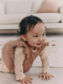 Next Cerise neutre - Ensemble 3 pièces : gilet en maille, haut à manches longues et leggings (0mois -3ans) Hot