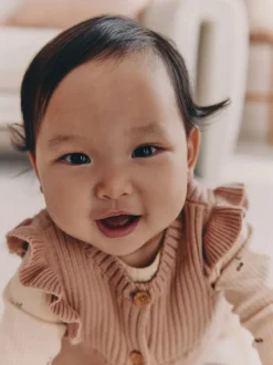 Next Cerise neutre - Ensemble 3 pièces : gilet en maille, haut à manches longues et leggings (0mois -3ans) Hot