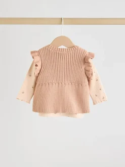 Next Cerise neutre - Ensemble 3 pièces : gilet en maille, haut à manches longues et leggings (0mois -3ans) Hot