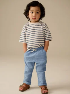 Next Chambray bleu - Pantalon en lin Blend à enfiler (3mois-7ans) Hot
