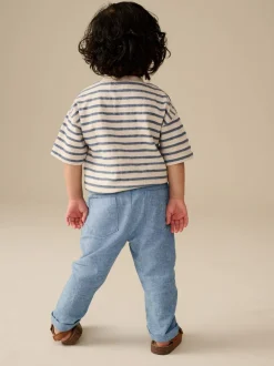 Next Chambray bleu - Pantalon en lin Blend à enfiler (3mois-7ans) Hot