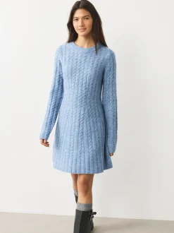 Next Chambray bleu - Robe mini pull en maille torsadée Online
