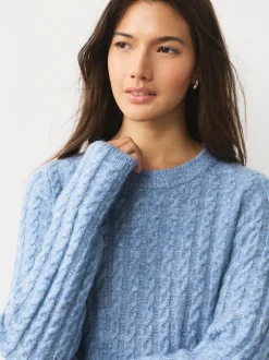 Next Chambray bleu - Robe mini pull en maille torsadée Online