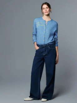 Next - Cardiganen maille col rond Chambray bleu avec ornements Hot