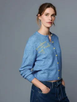 Next - Cardiganen maille col rond Chambray bleu avec ornements Hot