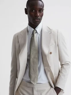 Reiss - Cravate à pois en soie Liam champagne Outlet