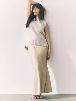 Next - Jupe Midi Satin Champagne doré Clearance