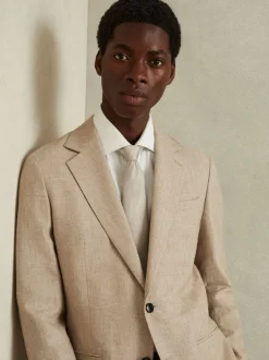 Reiss Champagne doux - Cravate Ceremony en soie texturée Blend Clearance