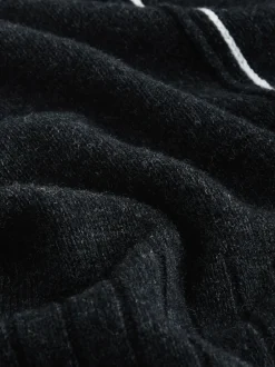 Next - Pull ras du cou 100% laine d’agneau N.premium Charbon à liserés