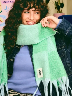 Eleanor Bowmer Écharpe à carreaux bleu et vert Clearance