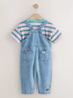 Next Chat Bleu Milieu - Salopettes en Denim imprimées (3mois à7ans) Clearance