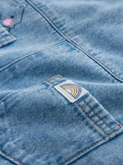 Next Chat Bleu Milieu - Salopettes en Denim imprimées (3mois à7ans) Clearance