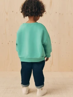 Next - Sweat à col ras du cou (3mths-7yrs) Chat vert Hot