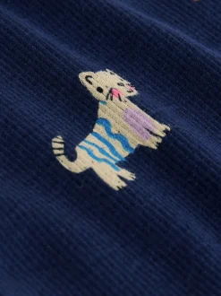 Next Chats et chiens bleu marine - Leggings évasés à côtes (3mths-7yrs)