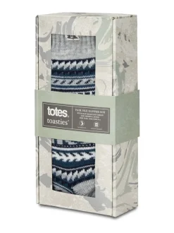Totes Chaussons chaussettes Toasties Fair Isle doublés en sherpa pour homme Hot