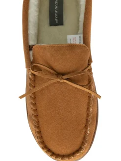 Dunlop Chaussons en cuir doublés de fausse fourrure pour homme Sale