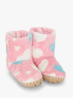 Hatley Chaussons en polaire duveteuse à gros cœurs rose Hot