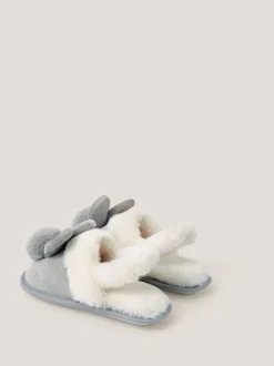 Monsoon Chaussons lapin à pompons duveteux New