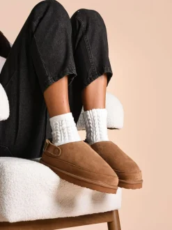 Just Sheepskin Chaussons Mule Quinn en peau de mouton à attacher à l'arrière marron Best