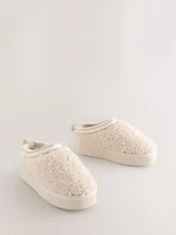 Baker by Ted Baker Chaussons mules Cream Borg douillets en peau de mouton New