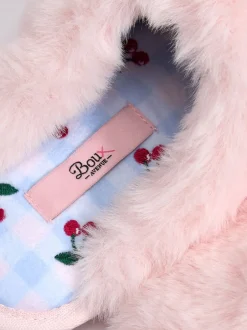 Boux Avenue Chaussons mules en peluche à semelle brodée de cerise