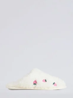 Boux Avenue Chaussons mules brodés à la fraise Hot