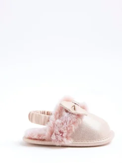 River Island Chaussons en fourrure à nœud glamour Hot