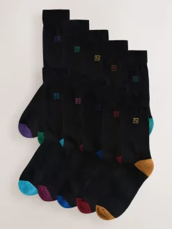 Next Chaussures à talons riches noires - Lot de 10 paires de chaussettes confortables rayées à semelle rembourrée Discount