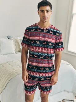 Chelsea Peers pyjama court imprimé jacquard chien de Noël Discount