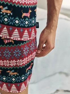 Chelsea Peers pyjama court imprimé jacquard chien de Noël Discount