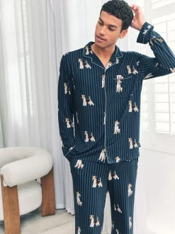 Chelsea Peers pyjama long à rayures chien Terrier Hot