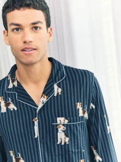 Chelsea Peers pyjama long à rayures chien Terrier Hot