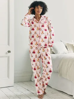 Chelsea Peers pyjama long imprimé chien Cotton Puce the Christmas Cockapoo