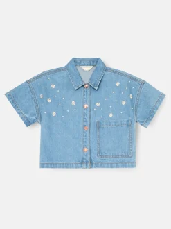 Angel & Rocket Chemise Zeta carrée en denim avec ornements New