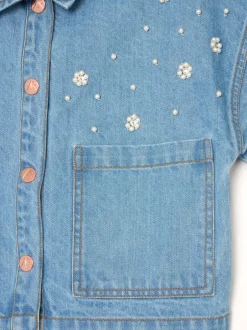 Angel & Rocket Chemise Zeta carrée en denim avec ornements New