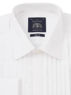 Savile Row Company Chemise de smoking Coupe ajustée en popeline de coton plissée à double poignet Sale